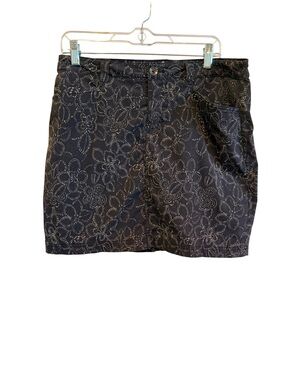 Eddie Bauer Black Floral Print Hiking Skort Short Skirt Size 10